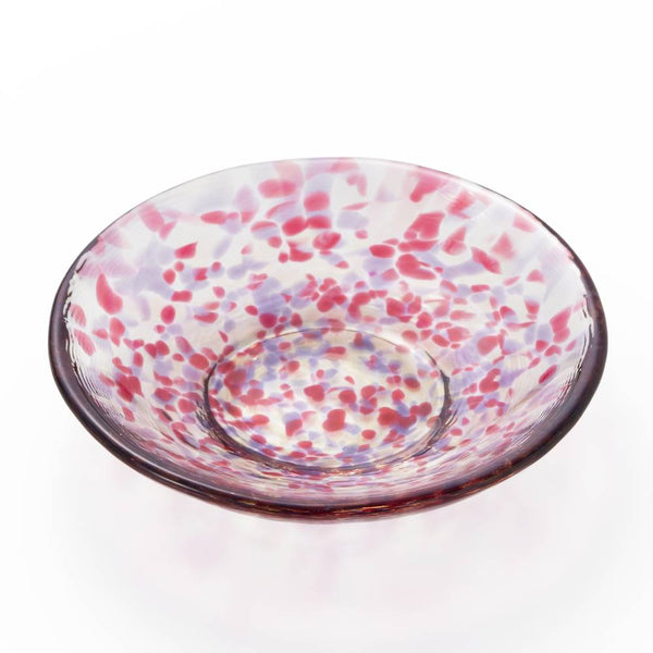 Aderia Handmade Small Glass Plate Pink Blossoms Design 100mm