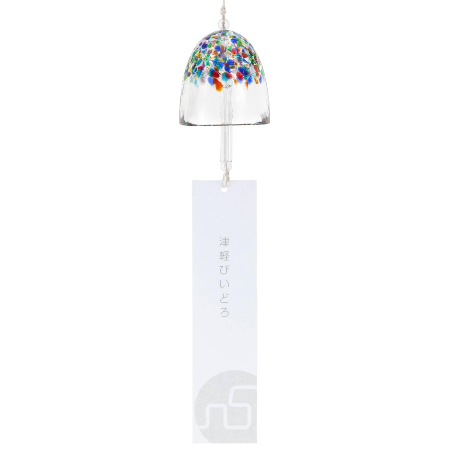 Aderia Handmade Glass Furin Wind Chime Vibrant Colorful Pattern