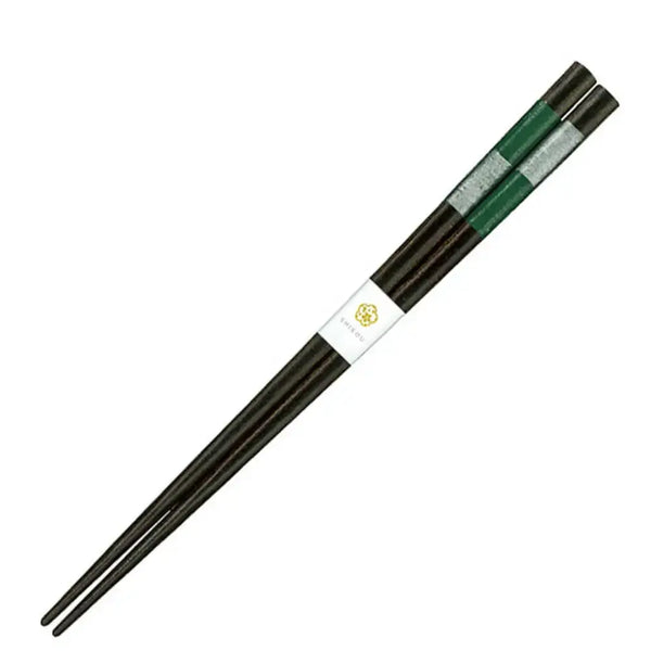 Aoba Dishwasher Safe Chopsticks Checkered Green Glitter Design 23cm