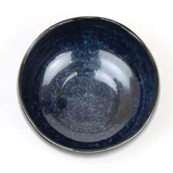 Chawan Handmade Mino Ware Black & Navy Japanese Matcha Bowl