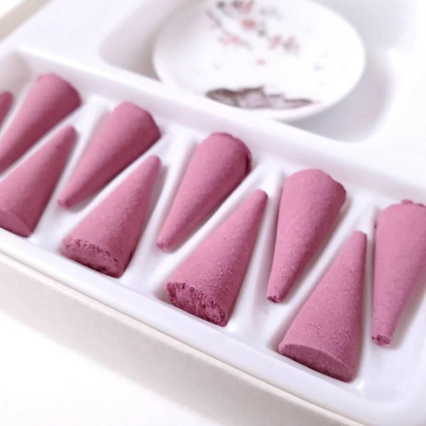 Sakura Cherry Blossom Scent Incense Cones Set With Burner (10 Cones)