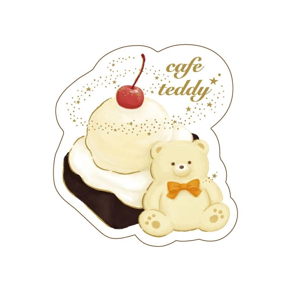 Cute Teddy Bear Foil Stamped Sticker Large Size Cake Design