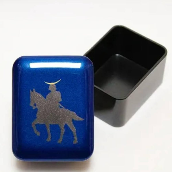 Indigo Blue Lacquered Small Case Samurai On Horseback Design