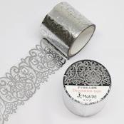 Kamiiso Monde Washi Tape Silver Foil Lace Floral Pattern Clear Tape 35mm