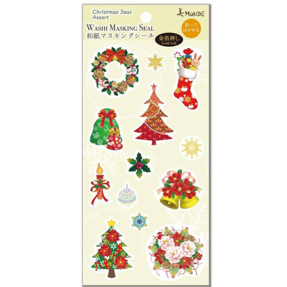 Kamiiso Washi Masking Set Christmas Stickers Assort 1 Sheet