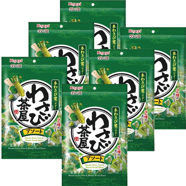 Kasugai Roasted Green Peas and Broad Beans Wasabi Flavor (Pack of 6)