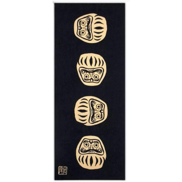 Kenema Tenugui Black Daruma Traditional Hand Dyed Cloth 35 x 90cm