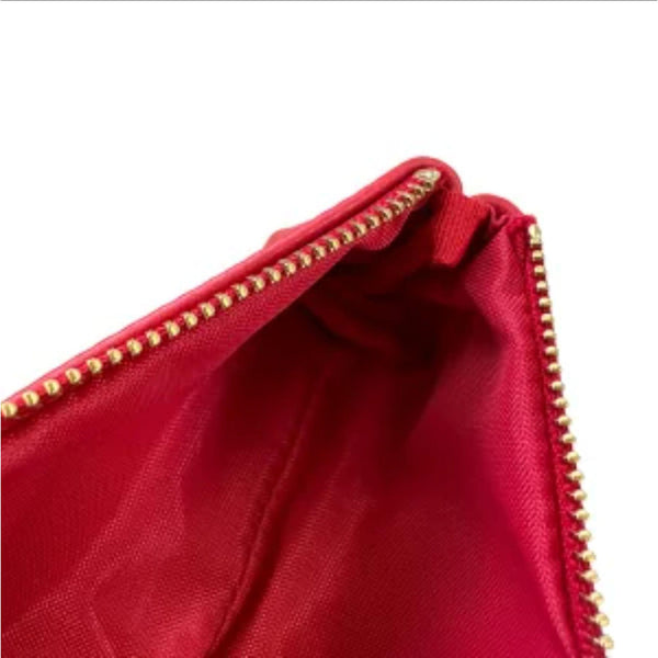 Life Genuine Leather Red Large Pen Case Nylon Lining & Zipper Closure