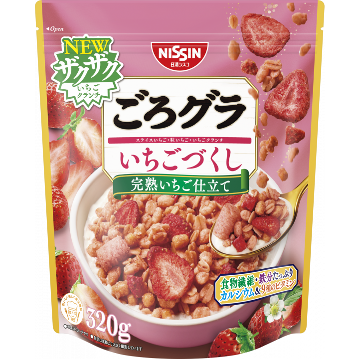 Nissin Gorogura Strawberry Granola High Fiber Breakfast Cereal 320g
