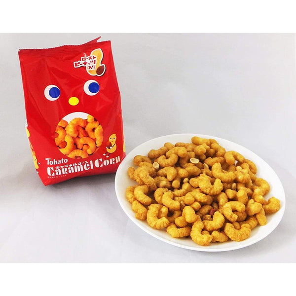 Tohato Caramel Corn Puffs With Peanuts 70g (Pack of 3 Bags)