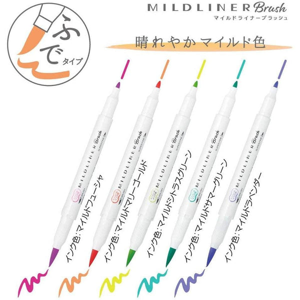 Zebra Mildliner Highlighter Markers Bright Colors WFT8-5C-HC-N
