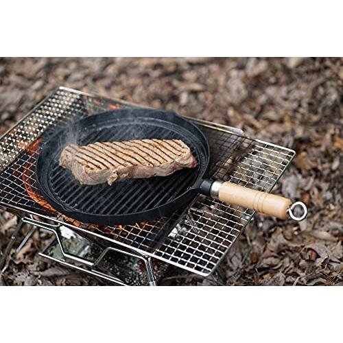 Cast Iron Griddle Pan With Wooden Handle (IH Compatible) 26cm