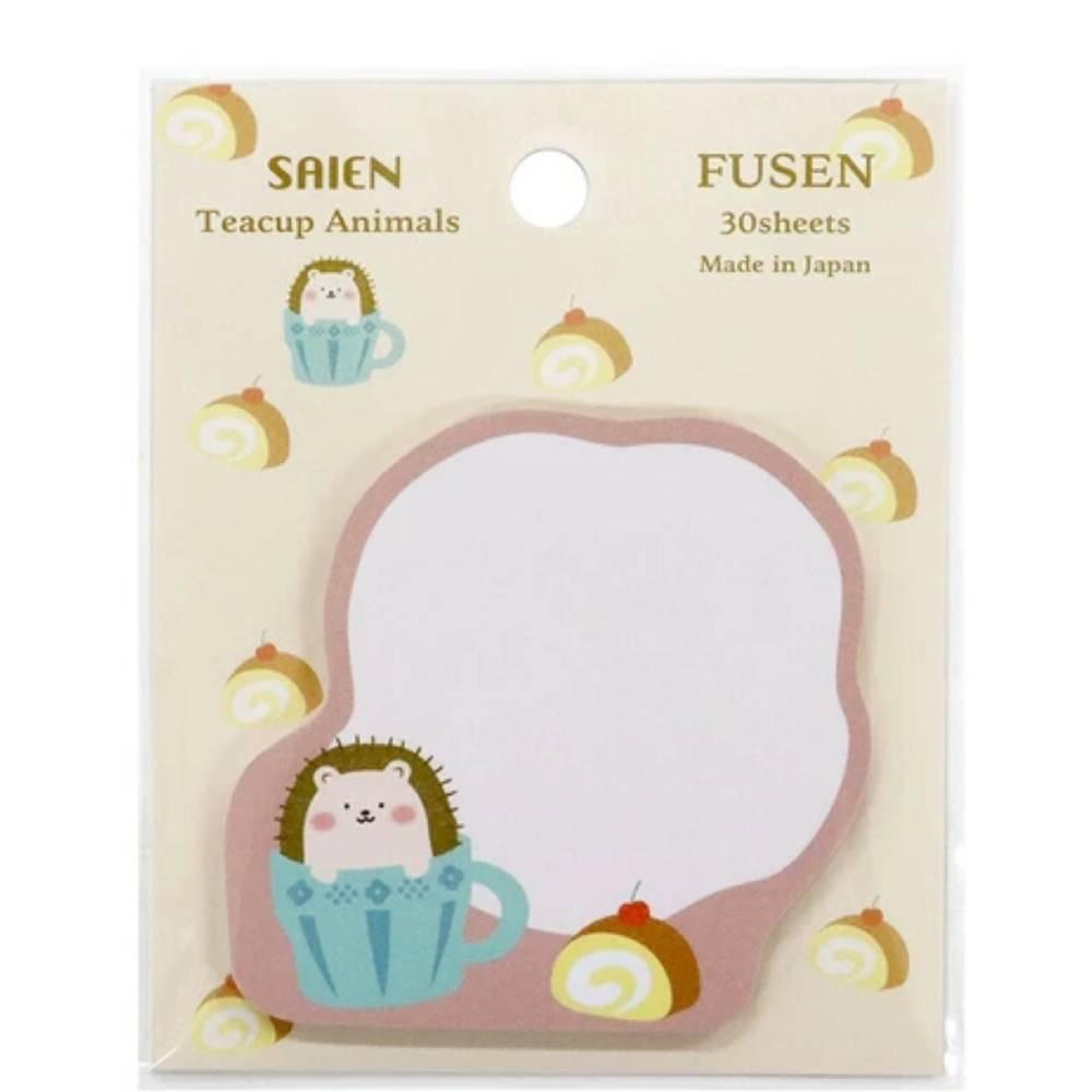 Saien Sticky Notes Cute Teacup Hedgehog Design 30 Sheets