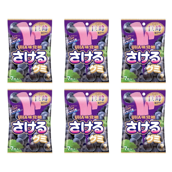 UHA Mikakuto Sakeru Grape Gummy Candy 7 Pieces (Pack of 6)