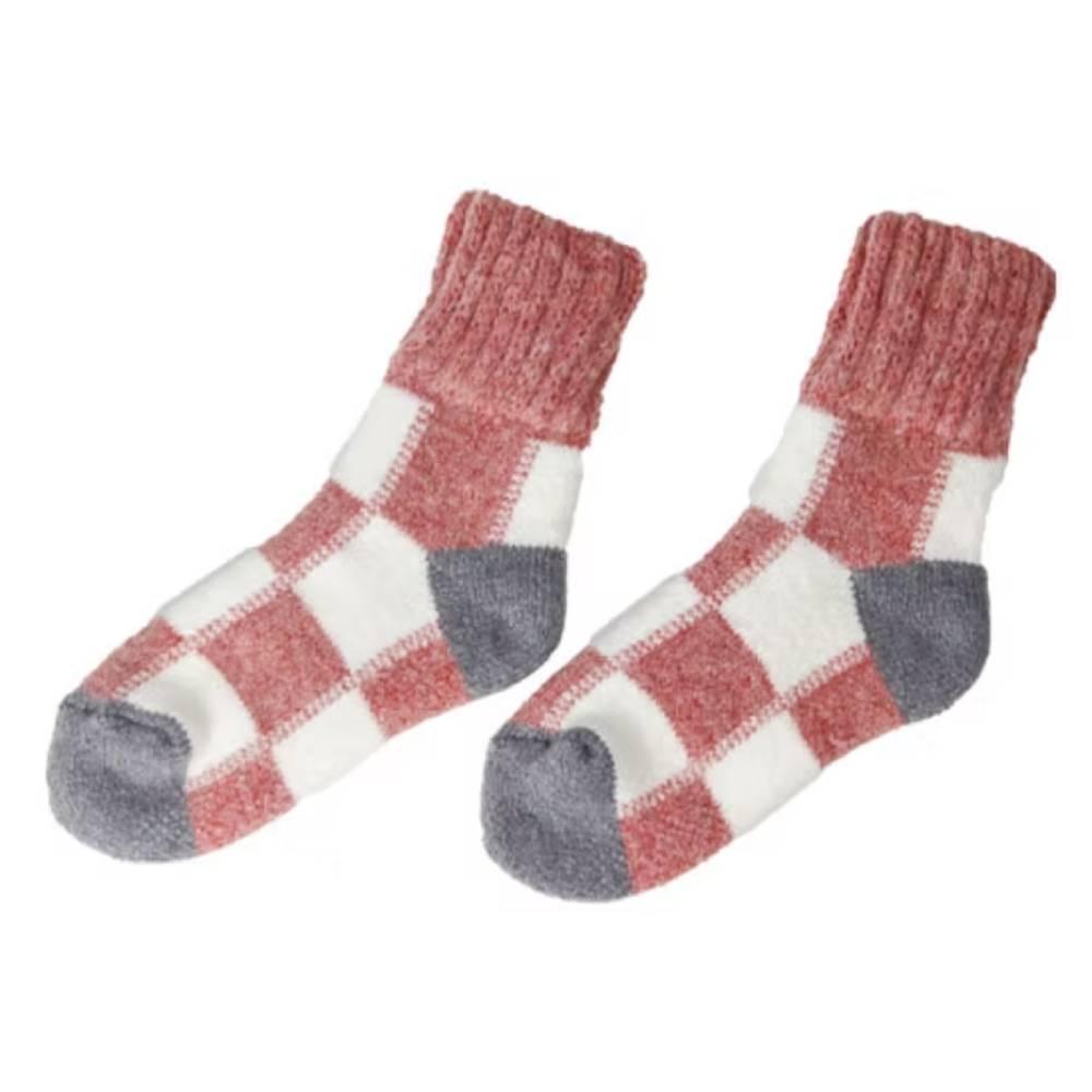 Winter Wool Thick Crew Socks Pink Checkered Warm Socks