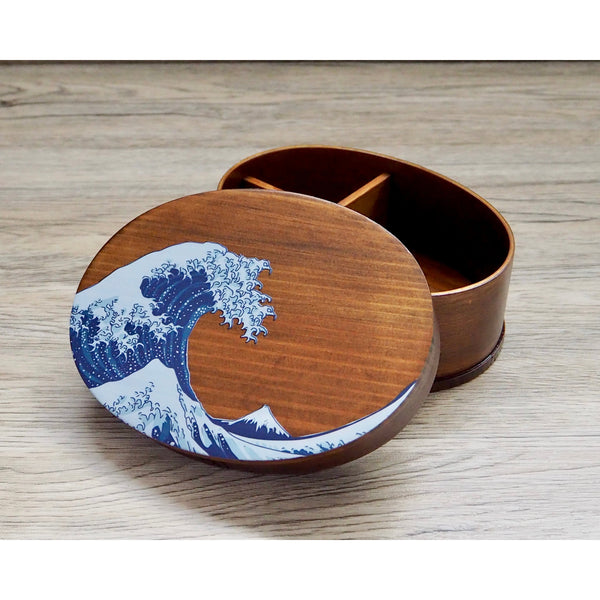 Wakacho Wooden Bento Box Great Wave Design Japanese Lunch Box 700ml
