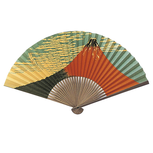 Yamani Red Mt. Fuji Design Japanese Sensu Folding Fan 22.5cm