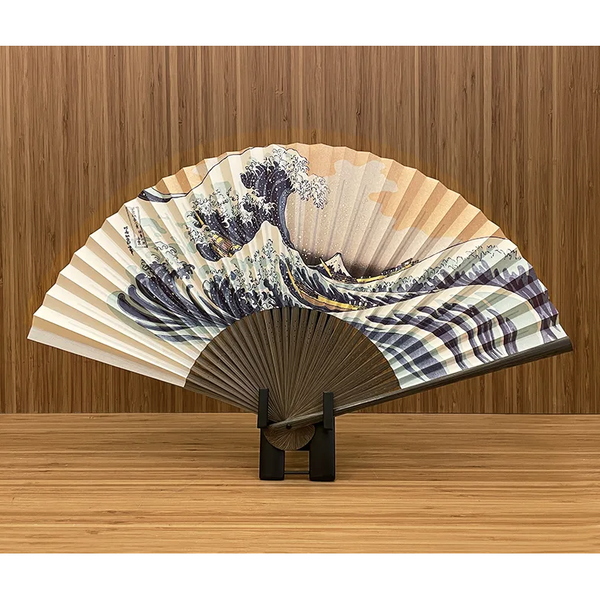 Yamani Seigaiha Wave Pattern Large Japanese Sensu Folding Fan 25.5cm