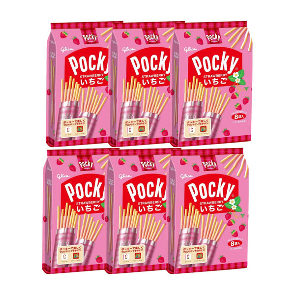 Strawberry Pocky Strawberry Chocolate Biscuit Sticks (Pack of 6)