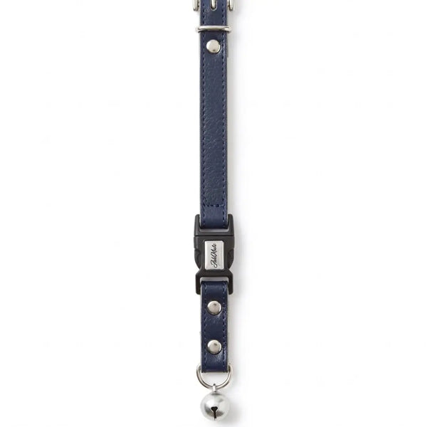 Add.Mate Cowhide Leather Cat Collar Safety-Release Buckle Blue 20-25cm