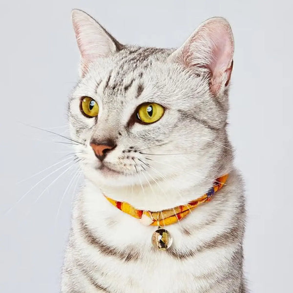 Add.Mate Japanese-Style Cat Collar with Glass Ball Yellow 17-28cm