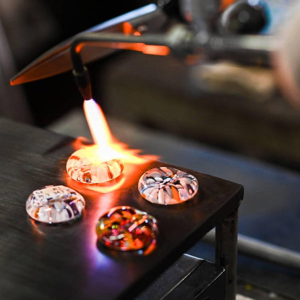 Aderia Handmade Glass Chopsticks Rest Gold Amber Glass Design