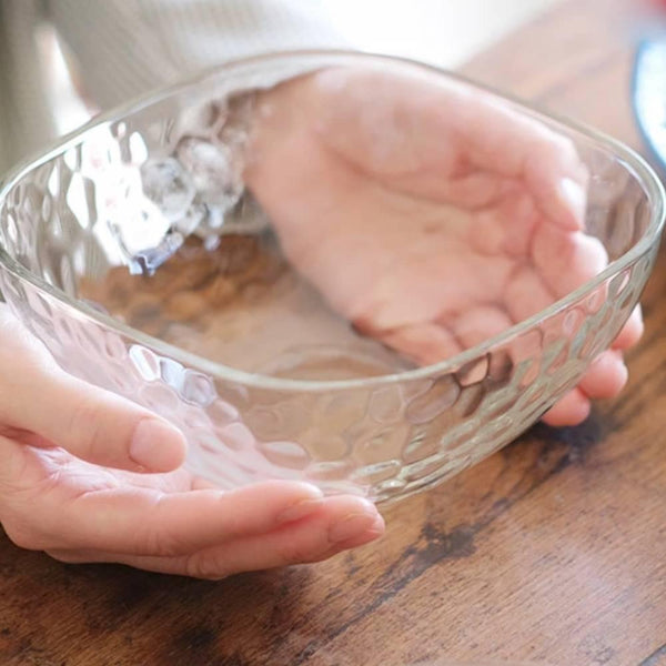 Aderia Square Bowl Large Dimpled Glass Serving Dish 165mm (Set of 3)