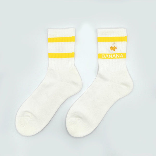 Banana Deodorizing & Sustainable White Crew Socks 25-28cm