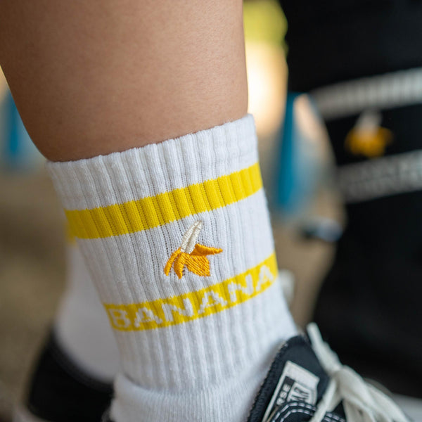 Banana Deodorizing & Sustainable White Crew Socks 25-28cm