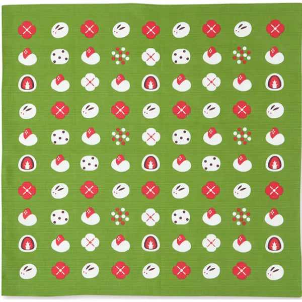 Furoshiki Wagashi Japanese Sweets Green Cotton Wrapping Cloth 50cm