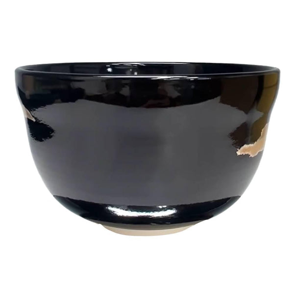 Handmade Chawan Black Ningyo Doll Design Matcha Cup Japanese Tea Bowl