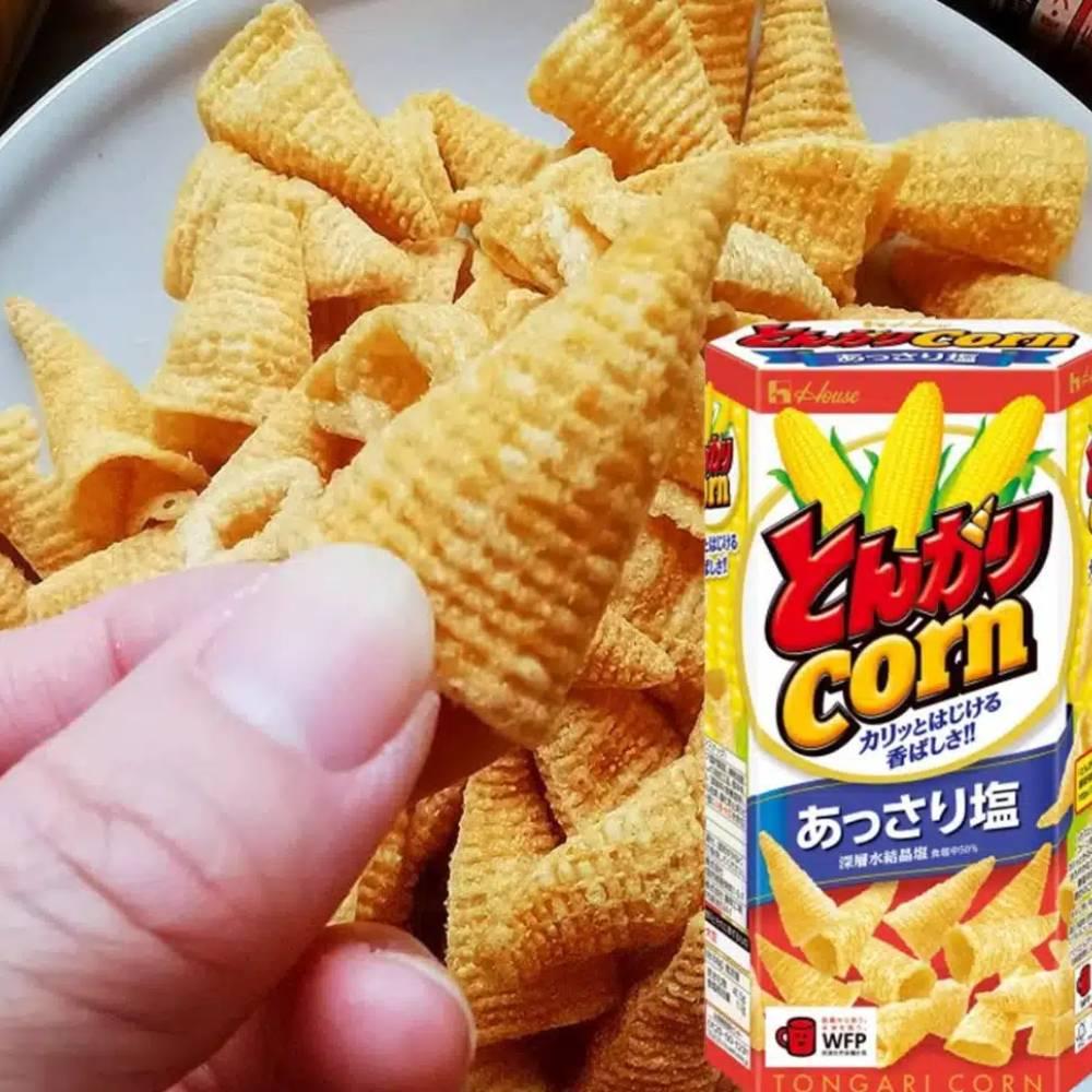 House Tongari Corn Japanese Cone Shaped Chips Lightly Salted Pack Of House tongari corn japanese cone shaped chips lightly salted pack of