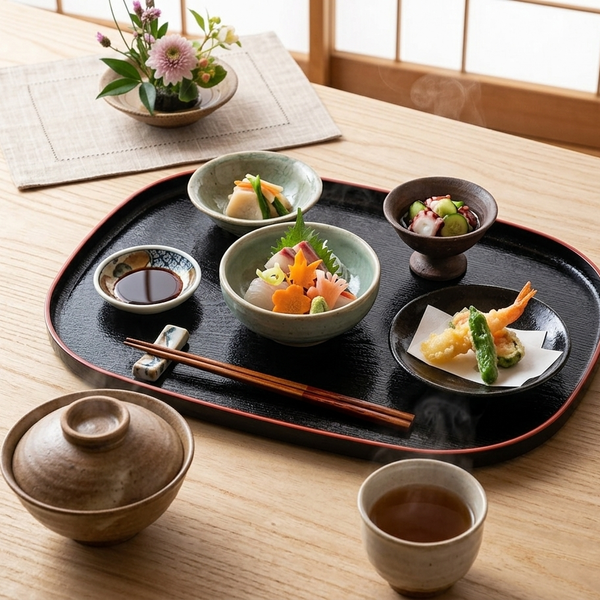 Large Oval Wood Grain Serving Tray Black with Vermilion Rim 36cm