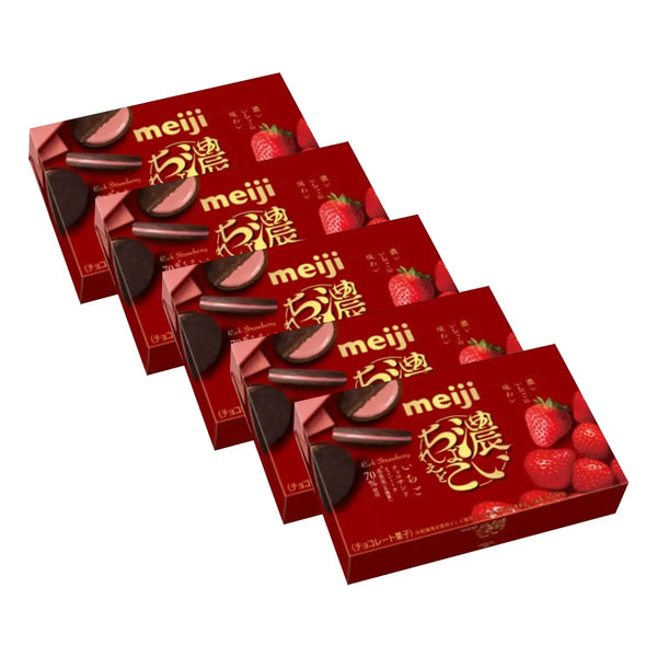 Meiji Rich Chocolate Chocolate Sand Strawberry Sandwich Biscuits (Pack of 5)