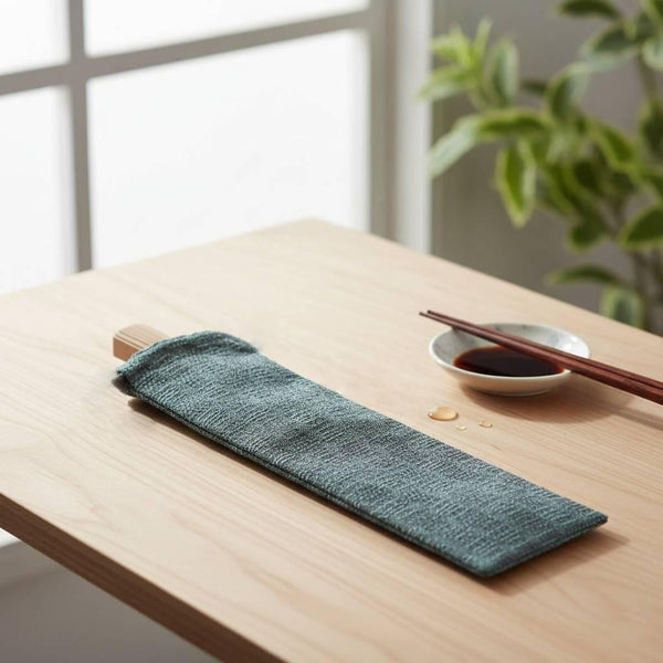 Yamani 100% Cotton Blue Sensu Case Folding Fan Cloth Bag 24cm